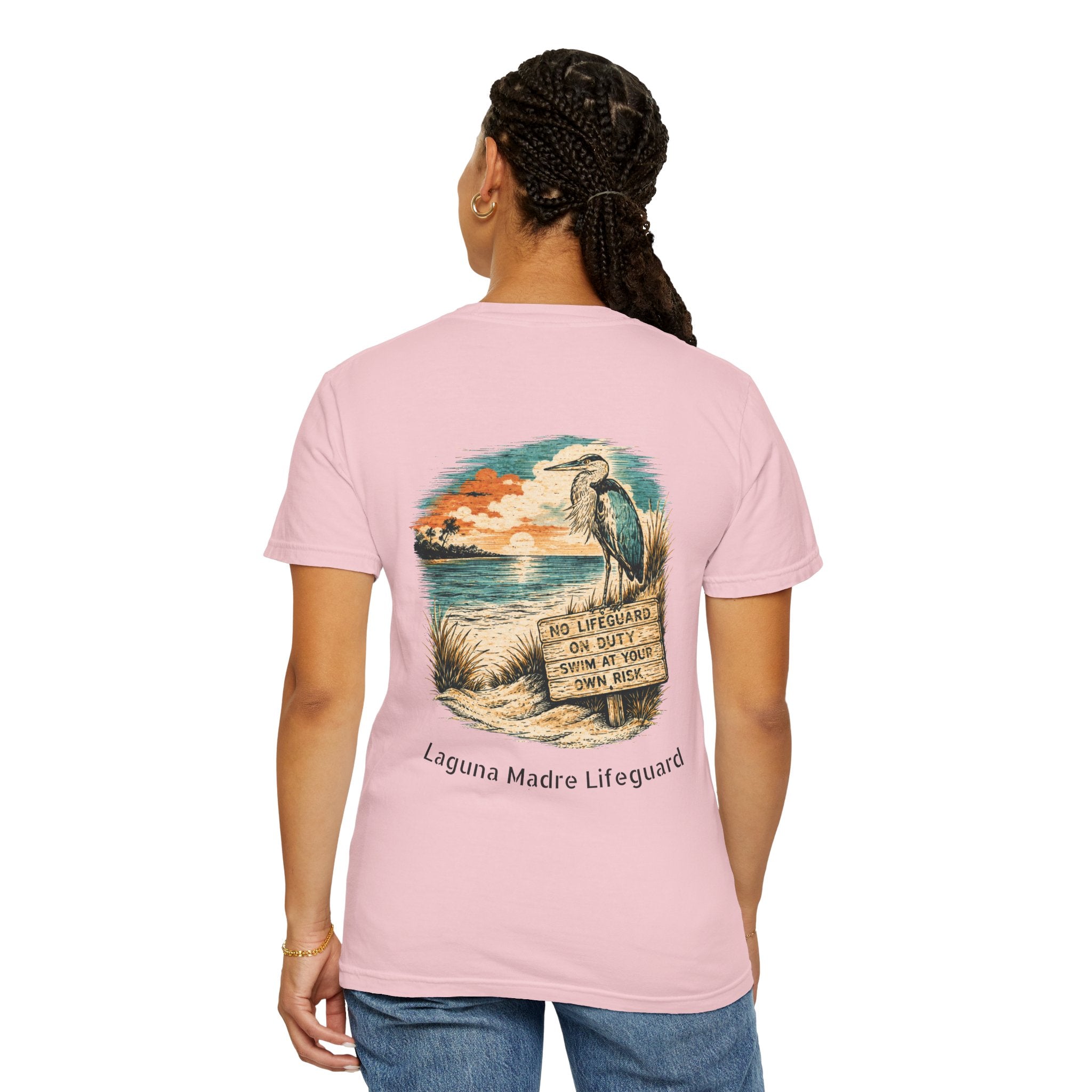 Laguna Madre Lifeguard Heron — 'No Lifeguard on Duty' Vintage Great Blue Heron Graphic