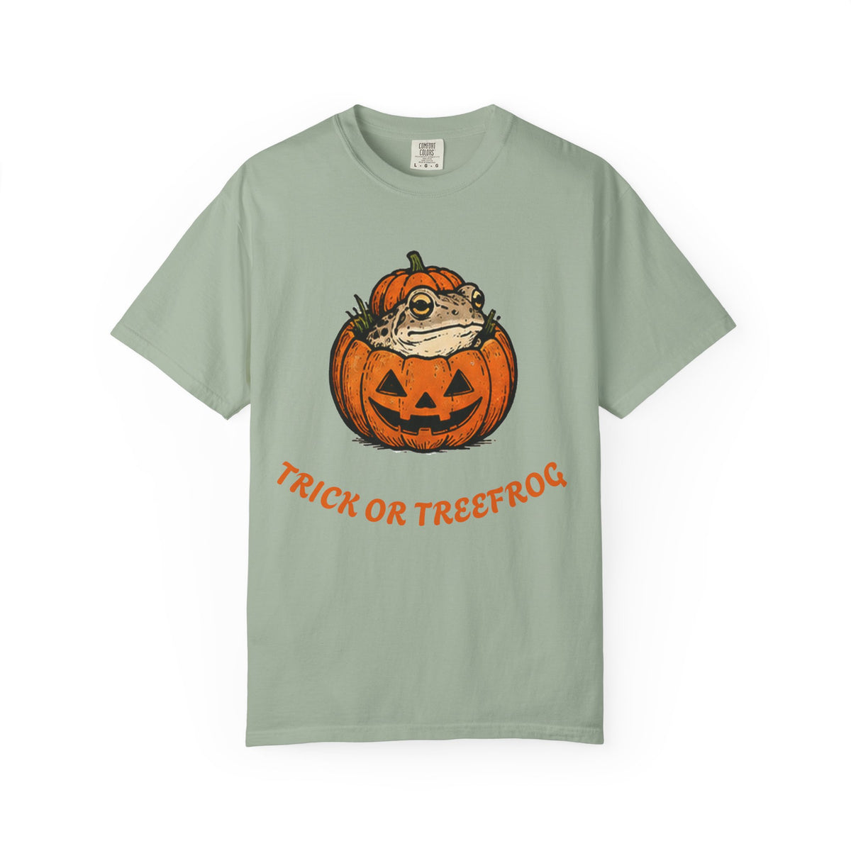 Halloween Frog T-Shirt — "Trick or Treefrog" Pumpkin Graphic