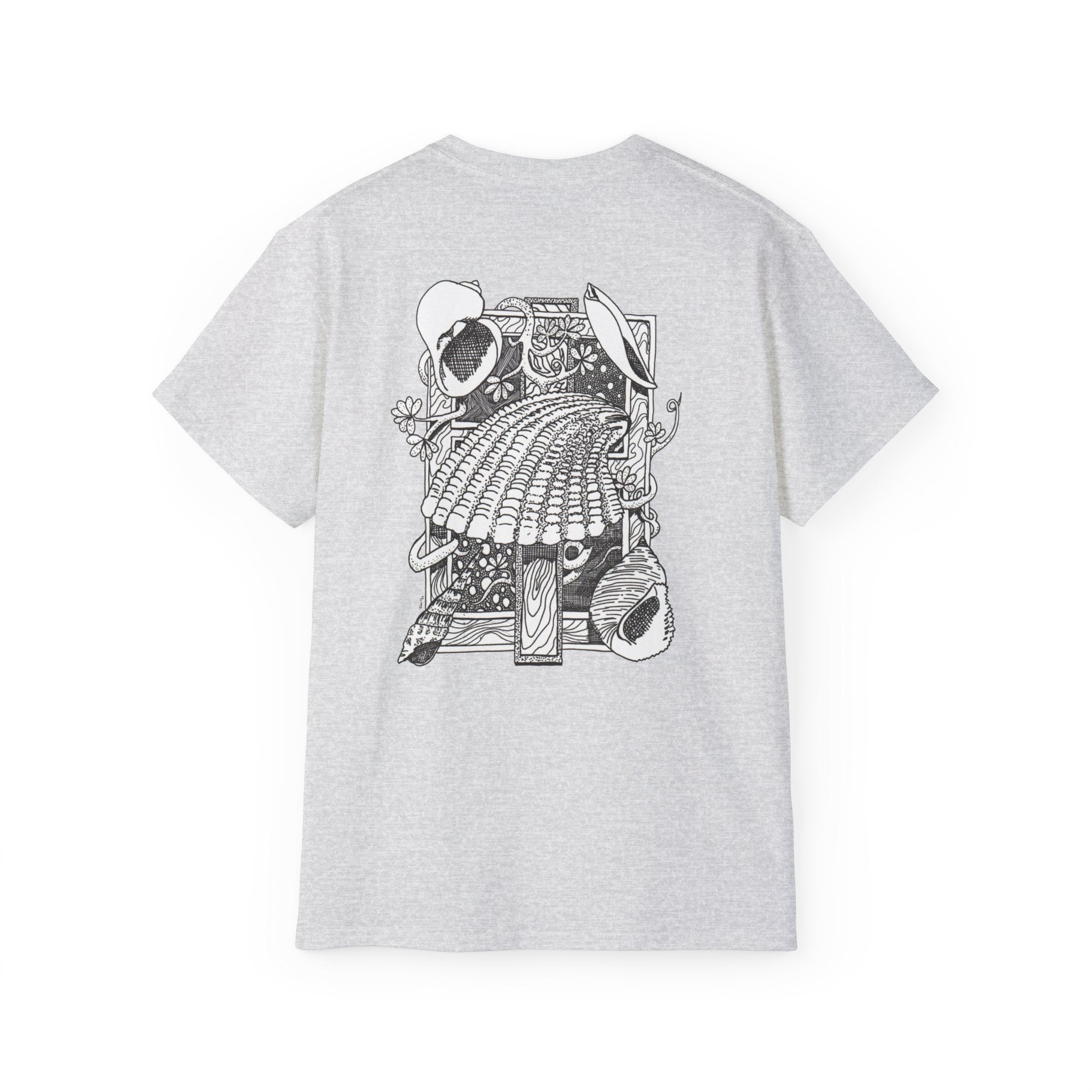 Texas Seashell Pen and Ink Graphic Tee — Retro Illustration T-Shirt