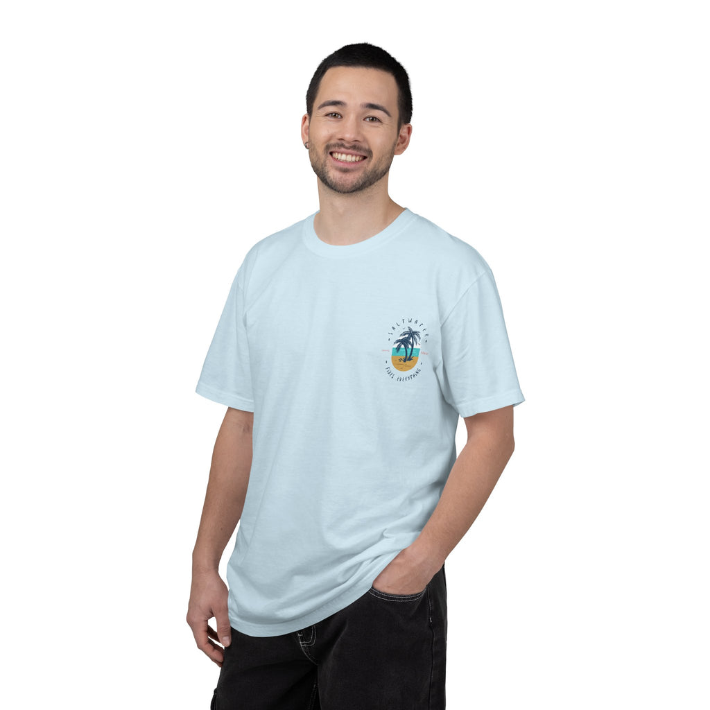 Beach Palm T-Shirt — "Saltwater Fixes Everything" Graphic Tee