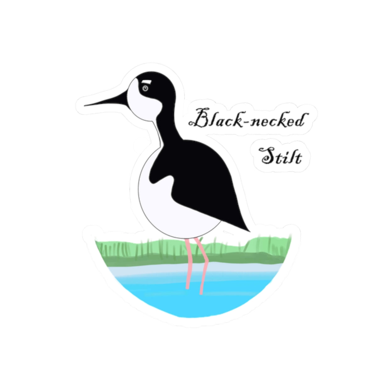 Black-necked Stilt Kiss-Cut Sticker — Birdwatching Laptop Decal