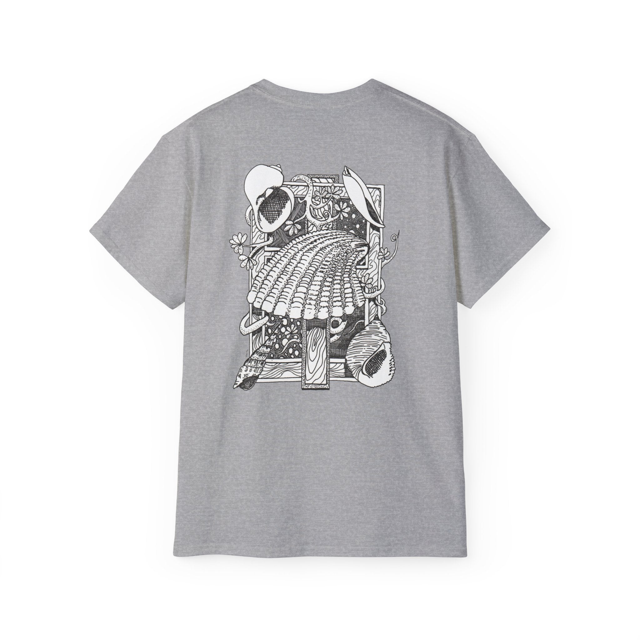 Texas Seashell Pen and Ink Graphic Tee — Retro Illustration T-Shirt