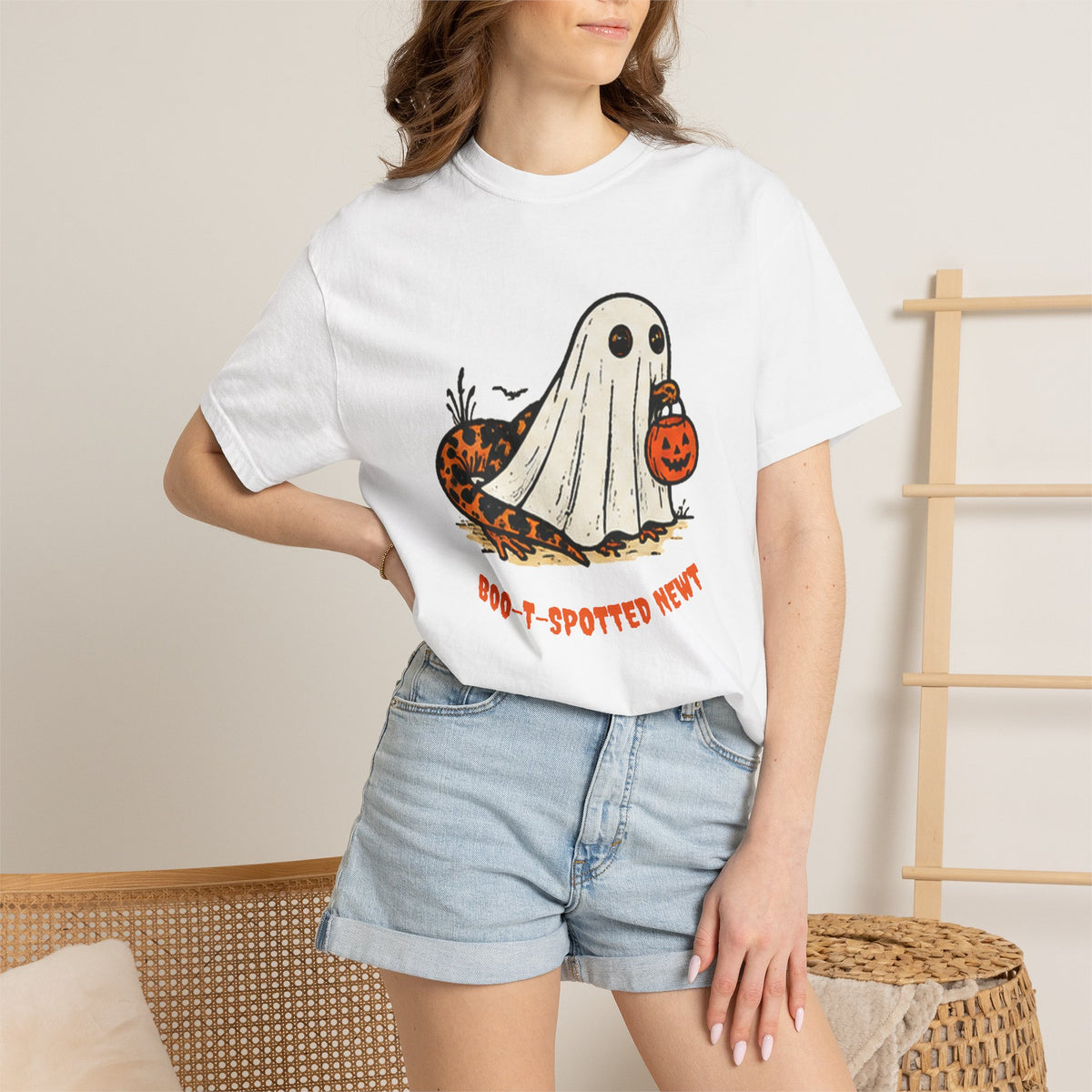 Boo-t-Spotted Newt T-Shirt — Cute Halloween Ghost Newt Tee