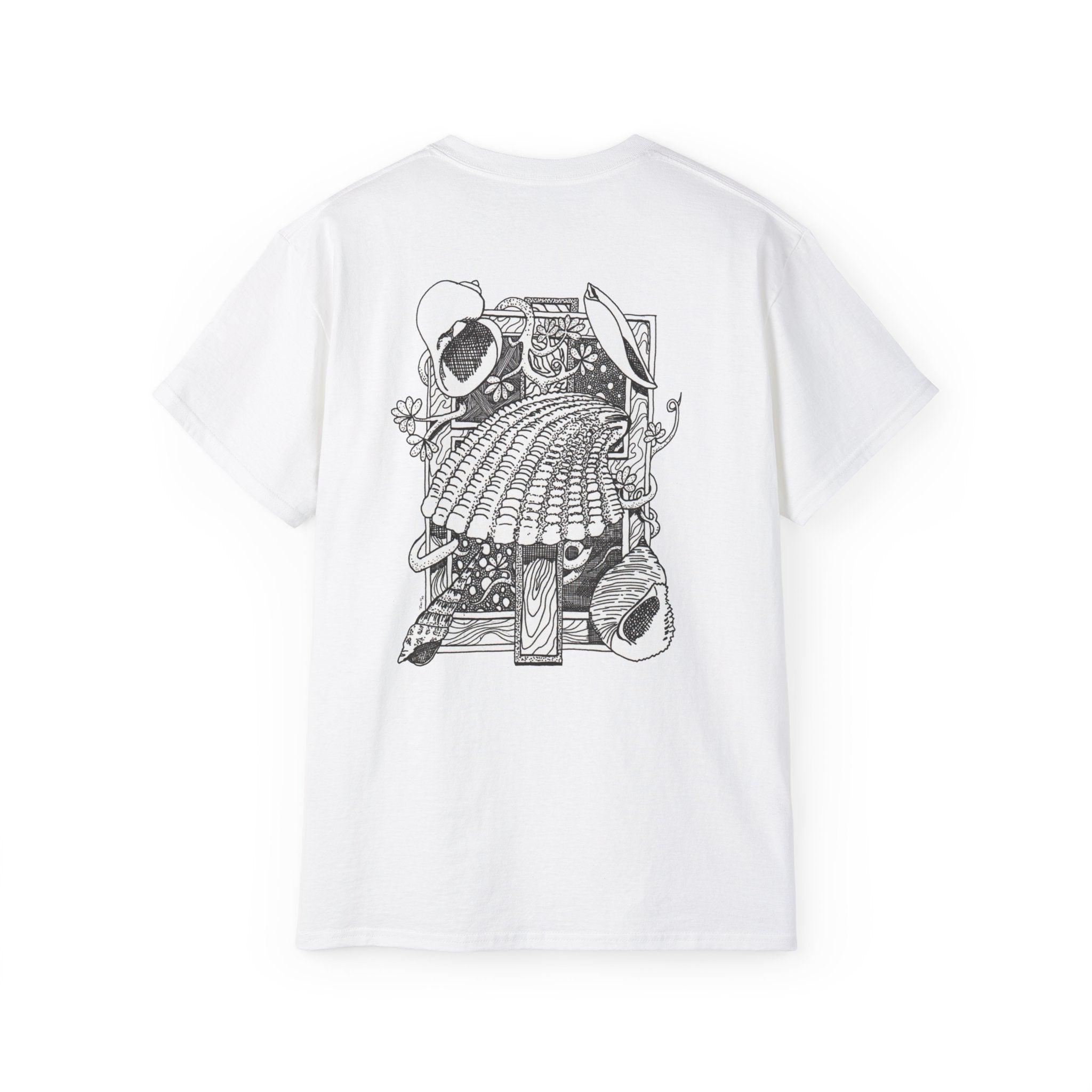 Texas Seashell Pen and Ink Graphic Tee — Retro Illustration T-Shirt