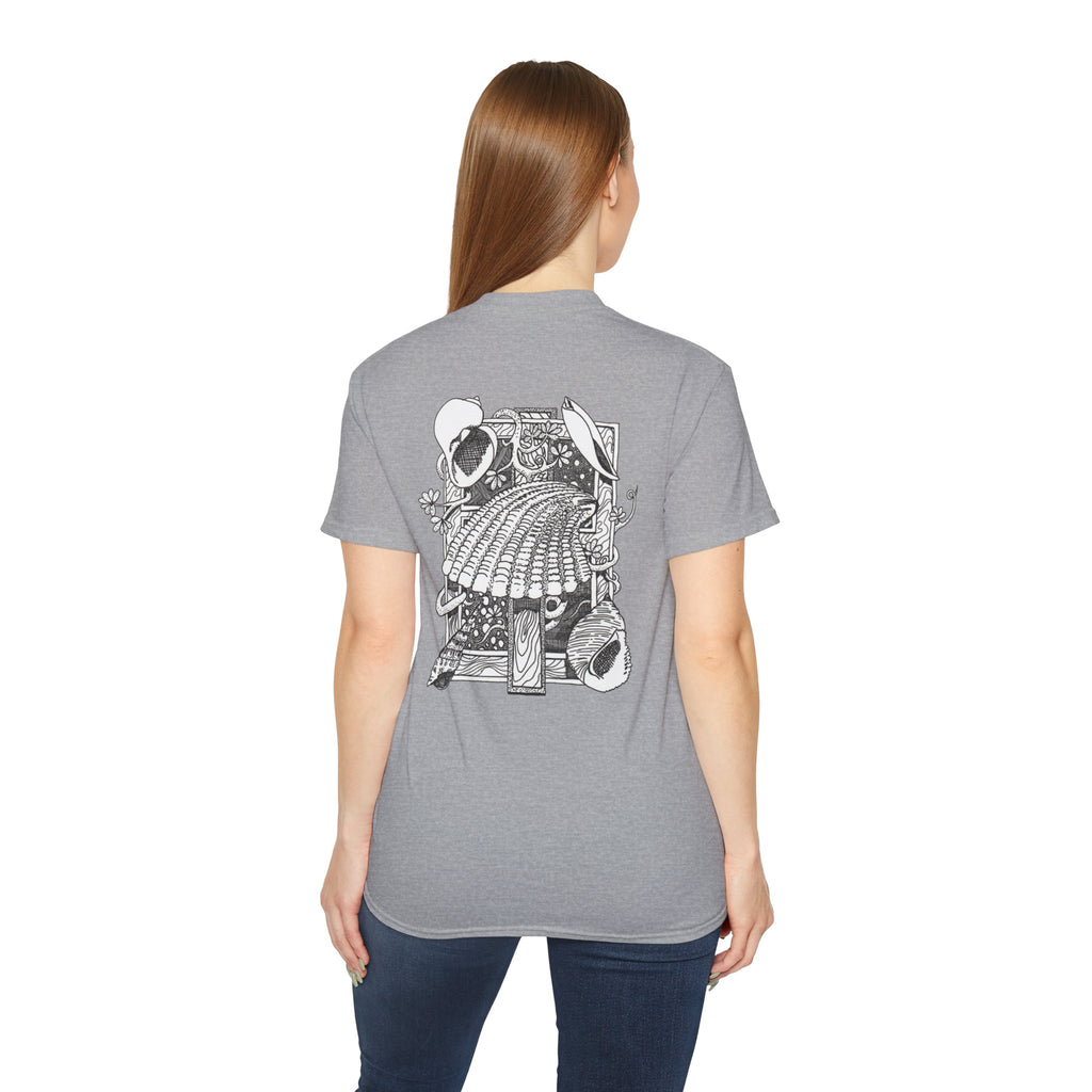Texas Seashell Pen and Ink Graphic Tee — Retro Illustration T-Shirt