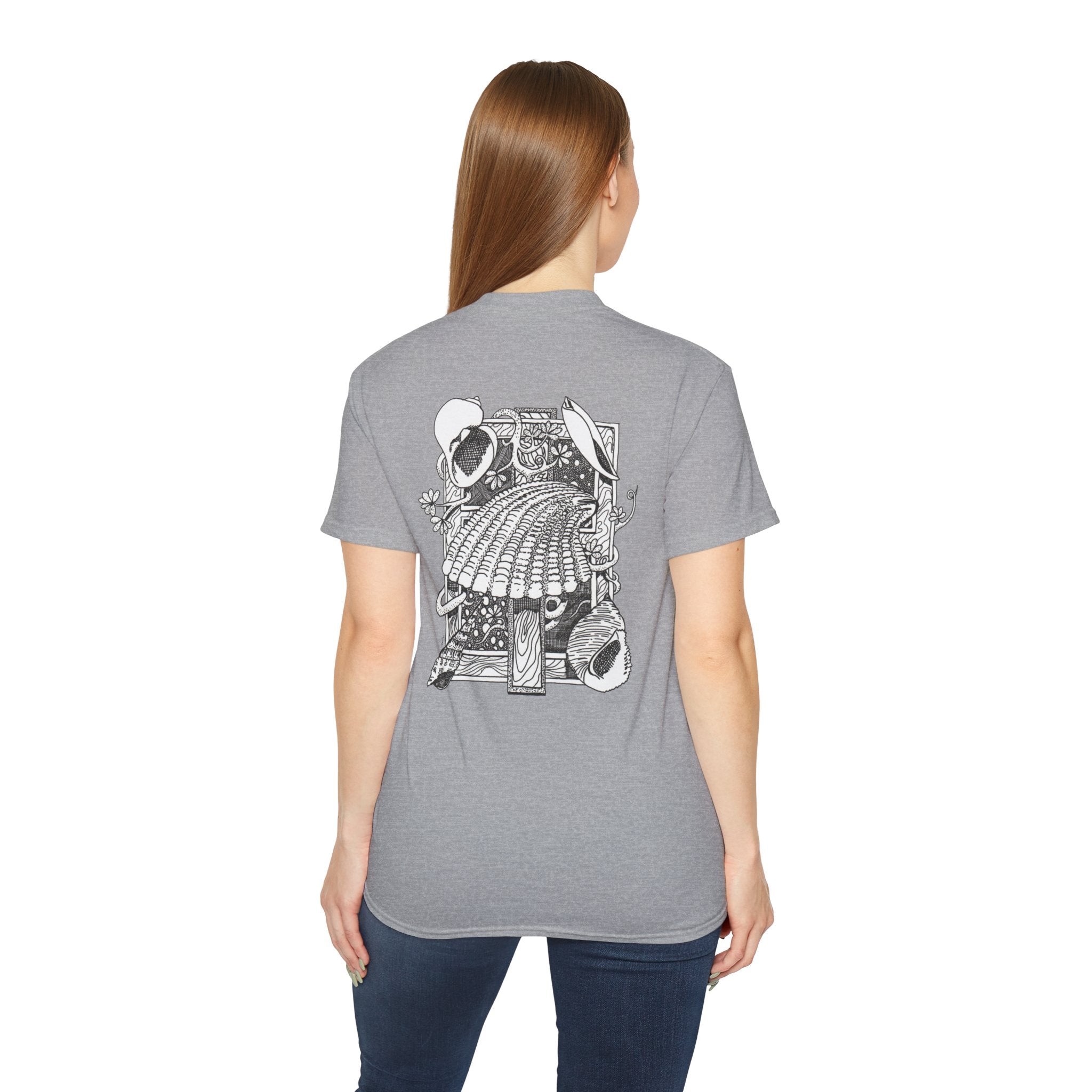 Texas Seashell Pen and Ink Graphic Tee — Retro Illustration T-Shirt