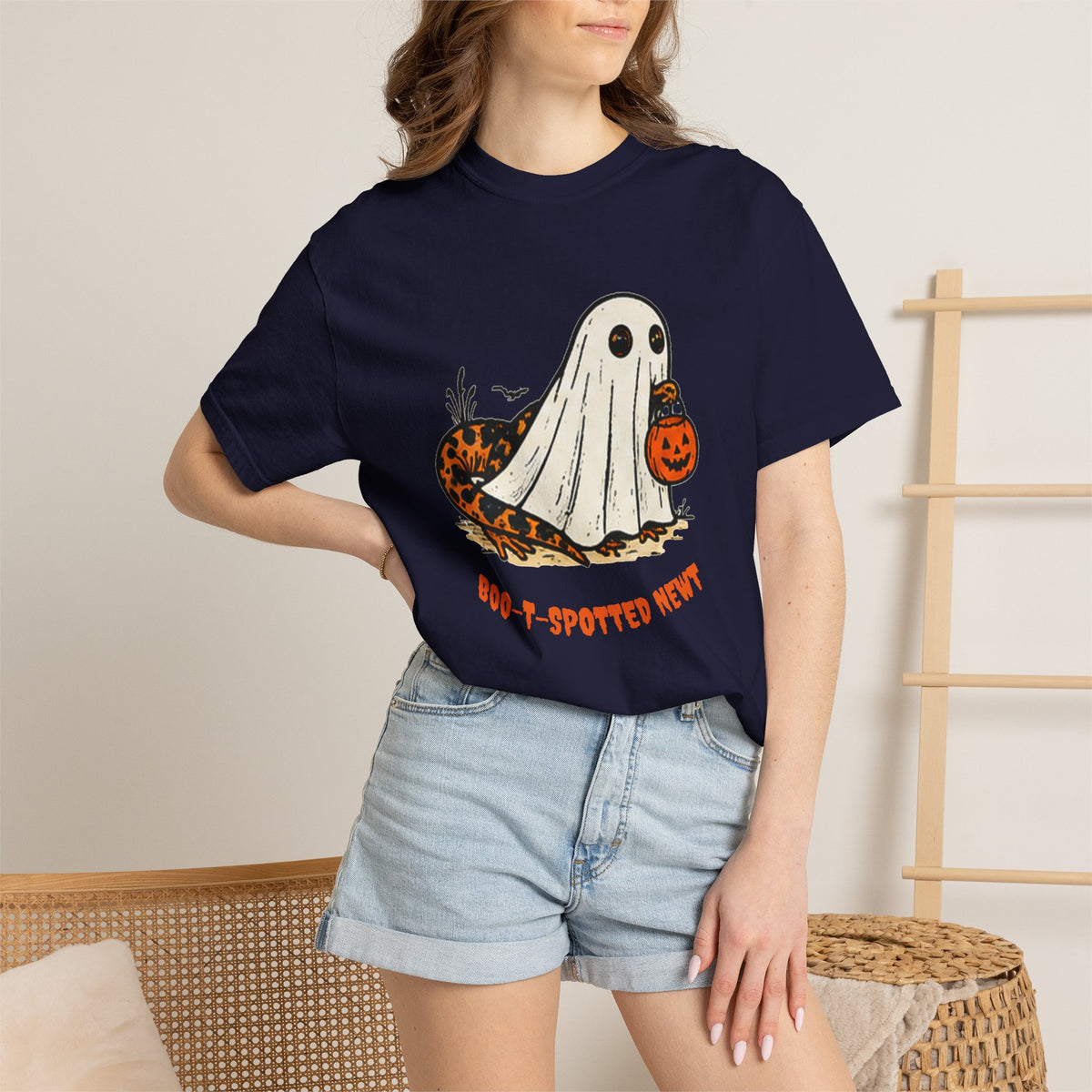 Boo-t-Spotted Newt T-Shirt — Cute Halloween Ghost Newt Tee