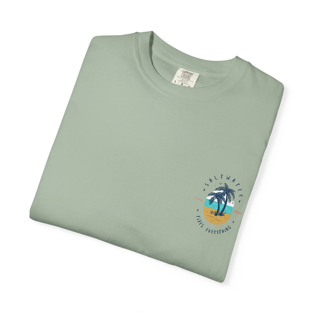 Beach Palm T-Shirt — "Saltwater Fixes Everything" Graphic Tee