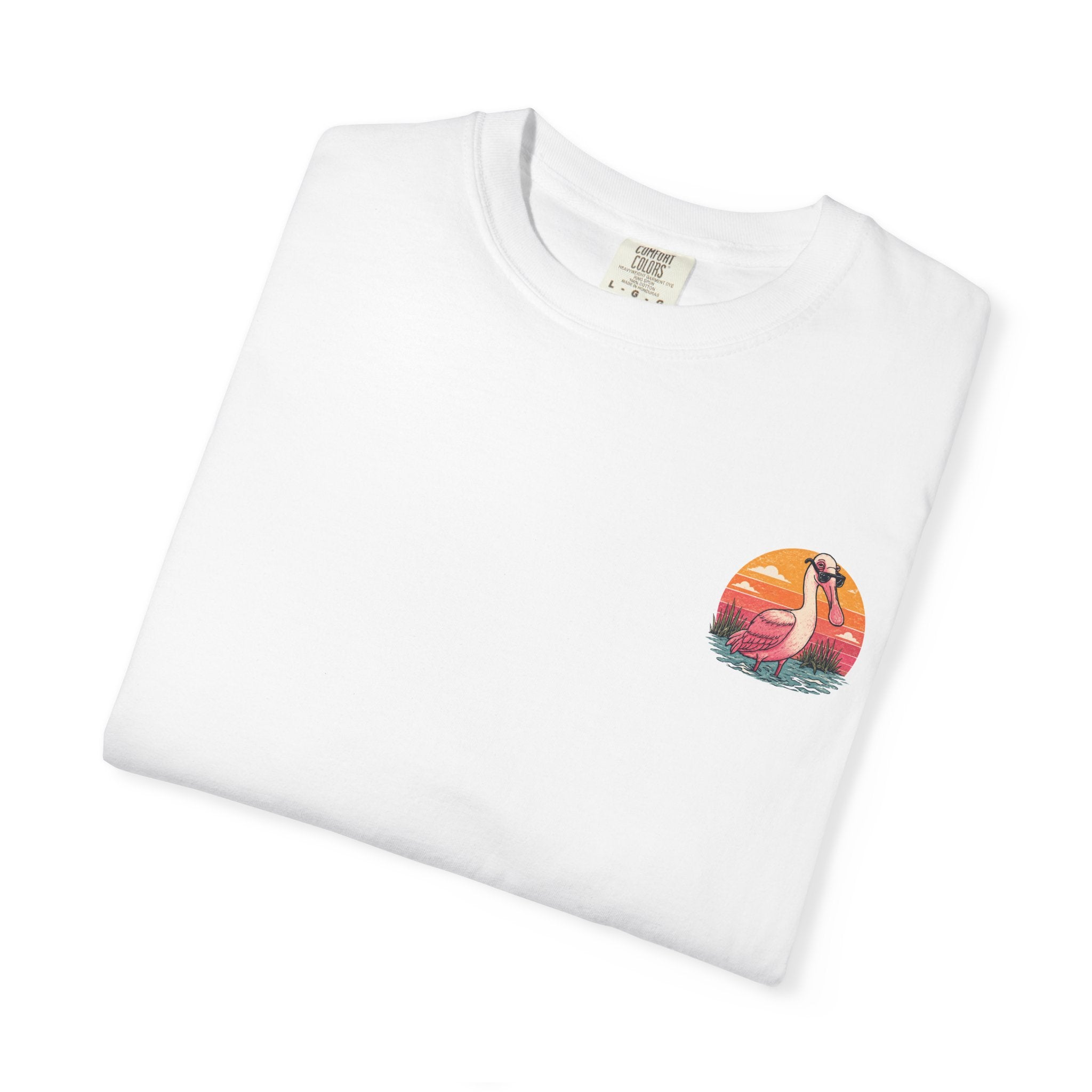Powered by Shrimp & Bad Decisions — Roseate spoonbill "Shrimp and Bad Decisions" Graphic Tee