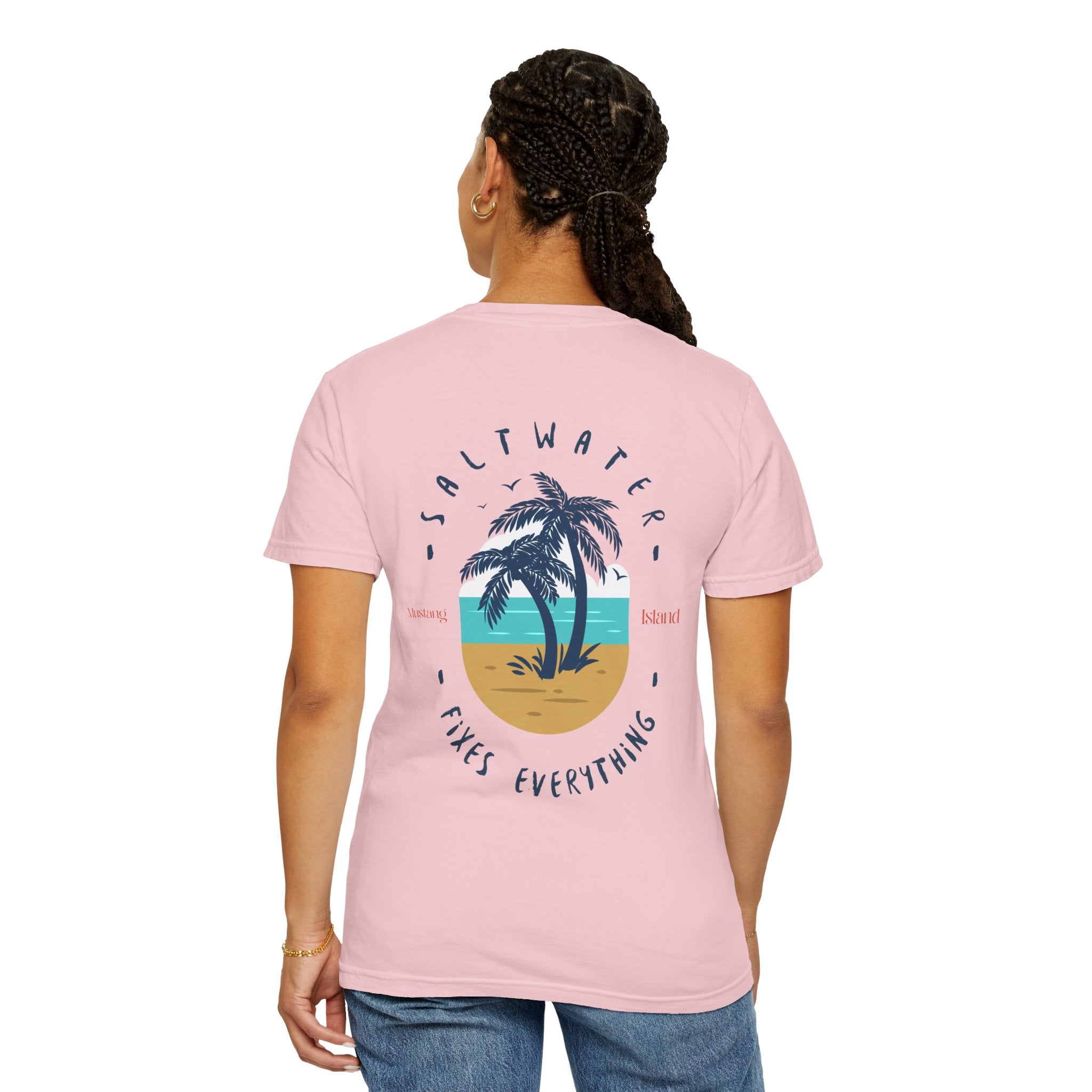 Beach Palm T-Shirt — "Saltwater Fixes Everything" Graphic Tee