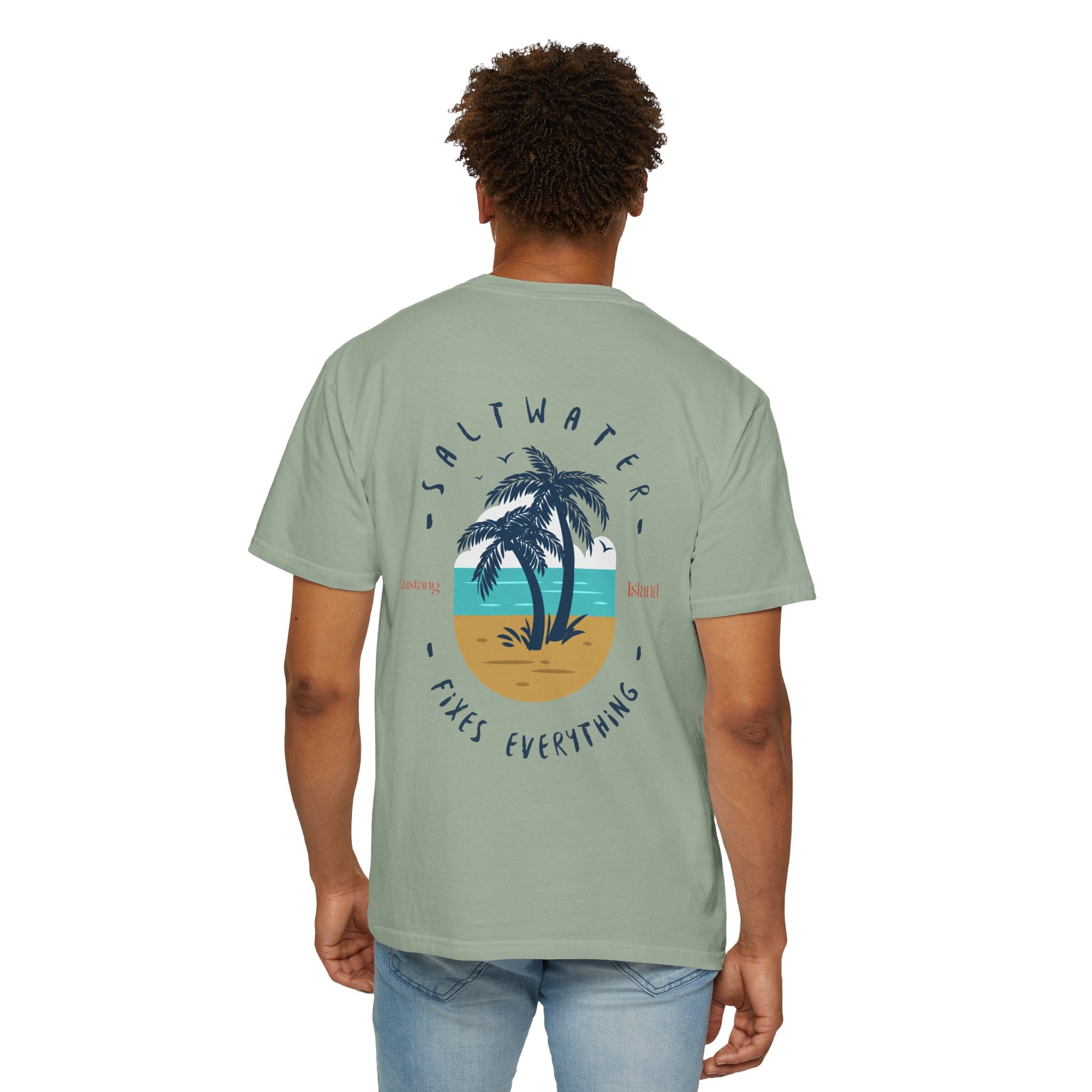 Beach Palm T-Shirt — "Saltwater Fixes Everything" Graphic Tee