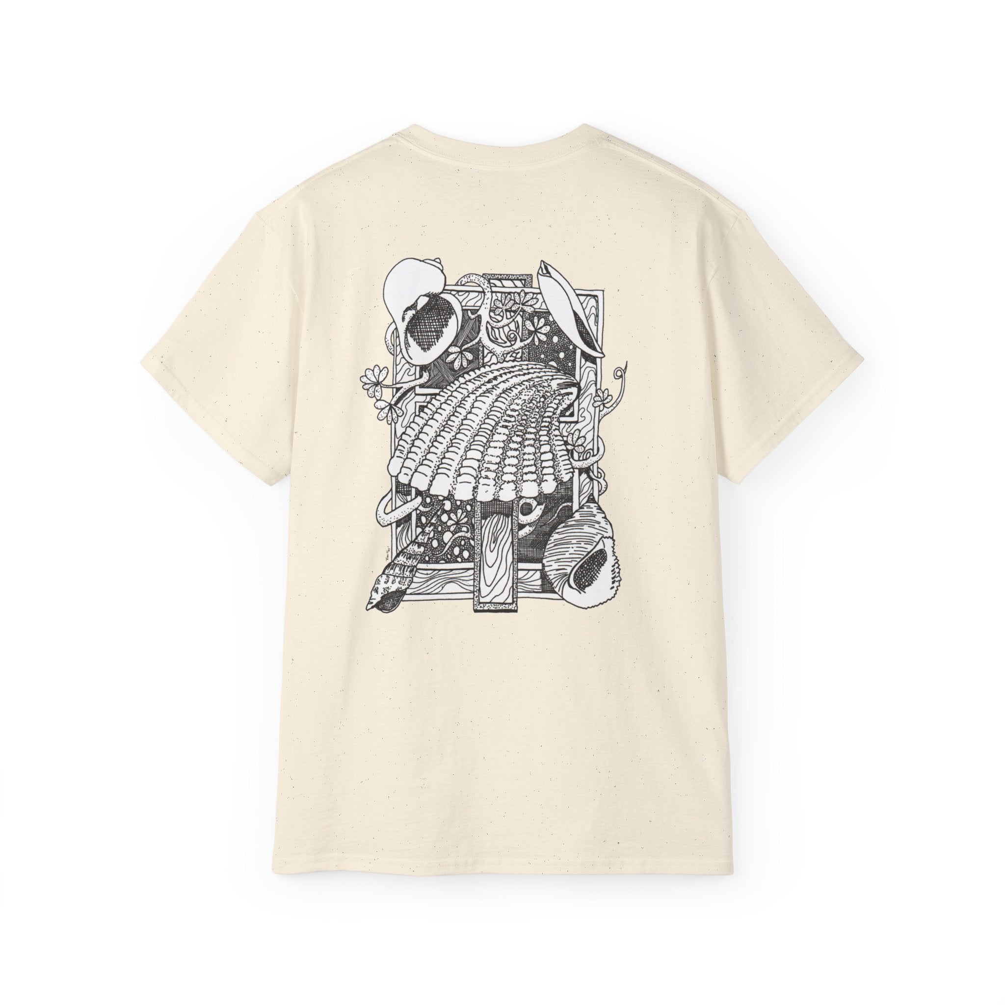 Texas Seashell Pen and Ink Graphic Tee — Retro Illustration T-Shirt