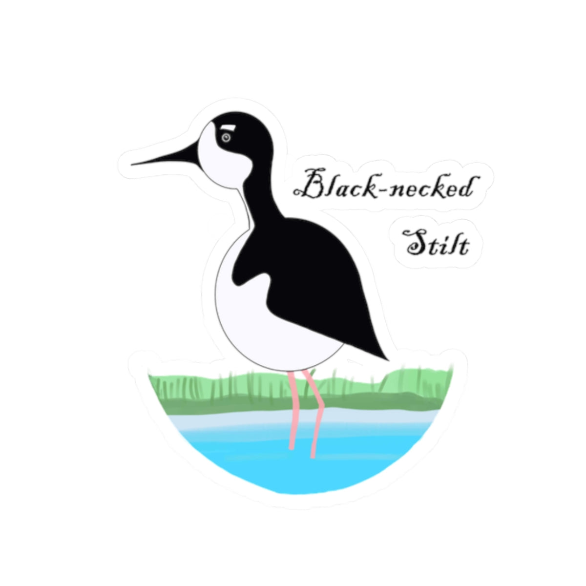 Black-necked Stilt Kiss-Cut Sticker — Birdwatching Laptop Decal
