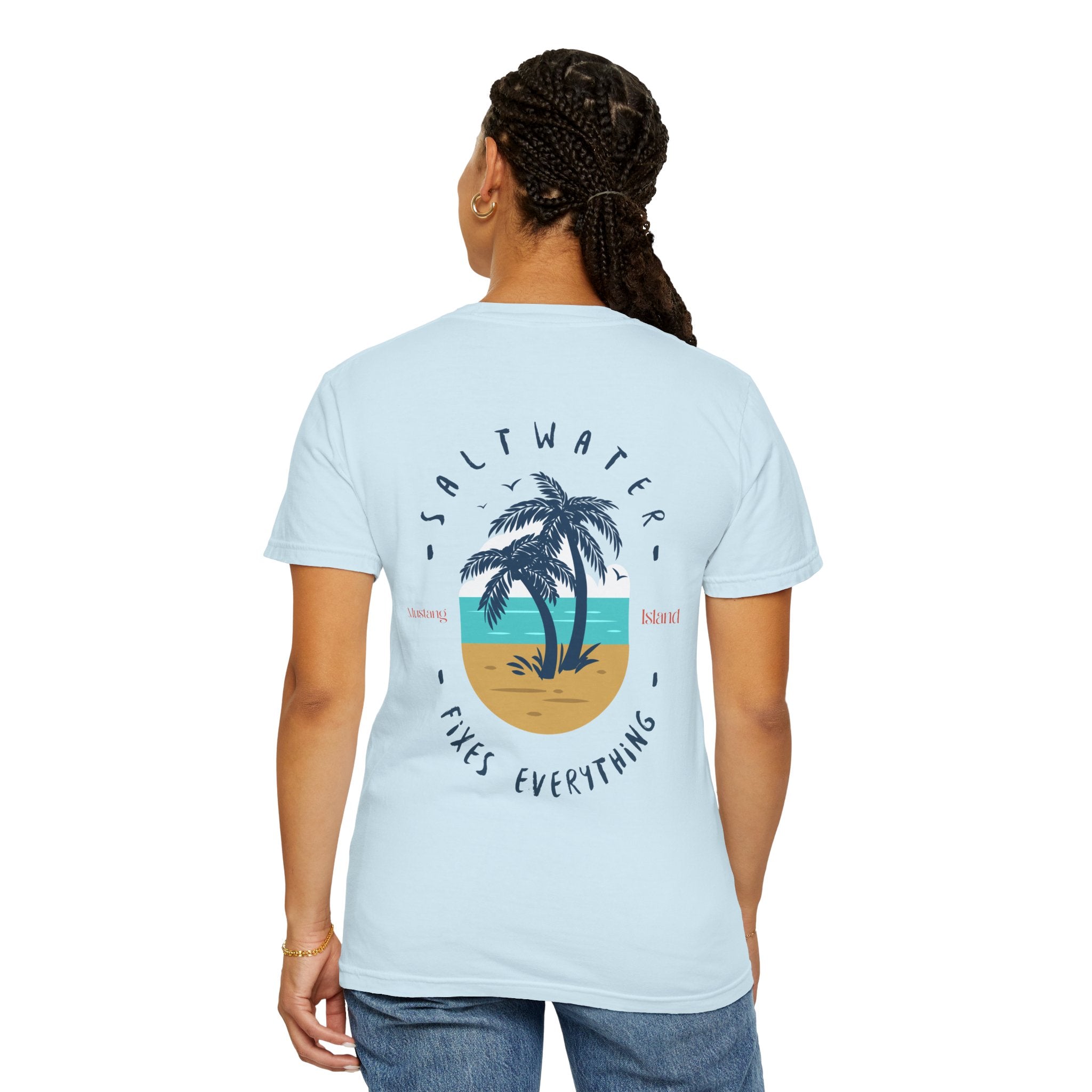 Beach Palm T-Shirt — "Saltwater Fixes Everything" Graphic Tee