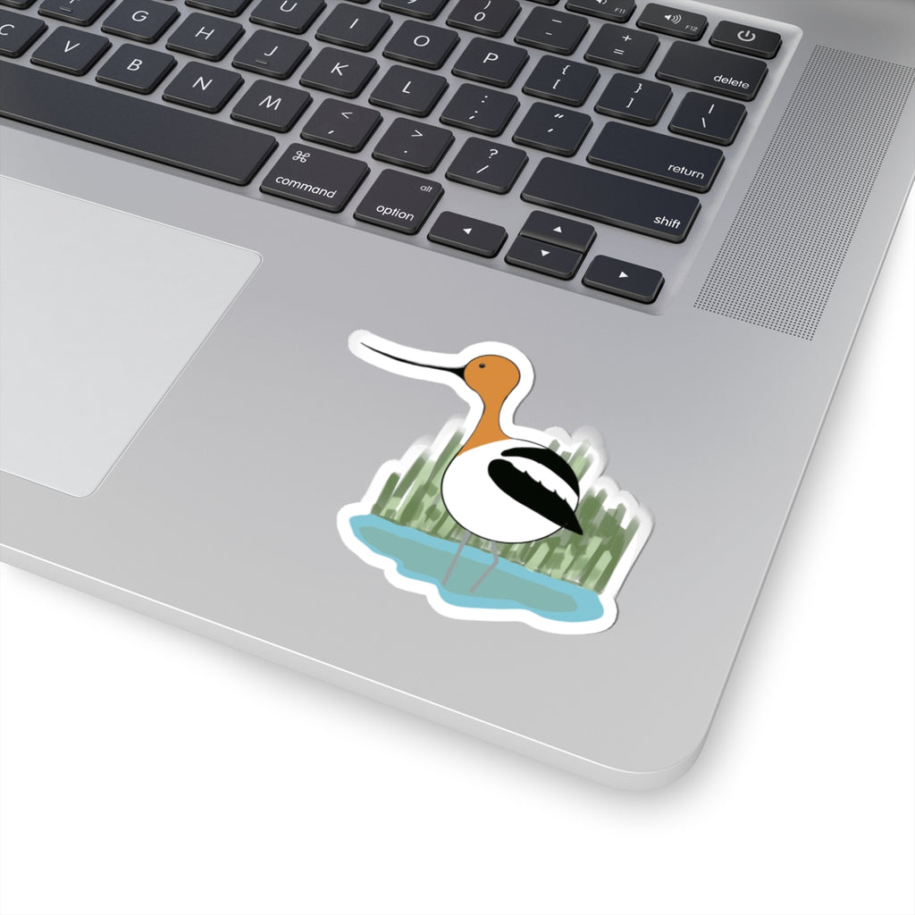 American Avocet Kiss-Cut Sticker — Waterfowl Bird Illustration Decal