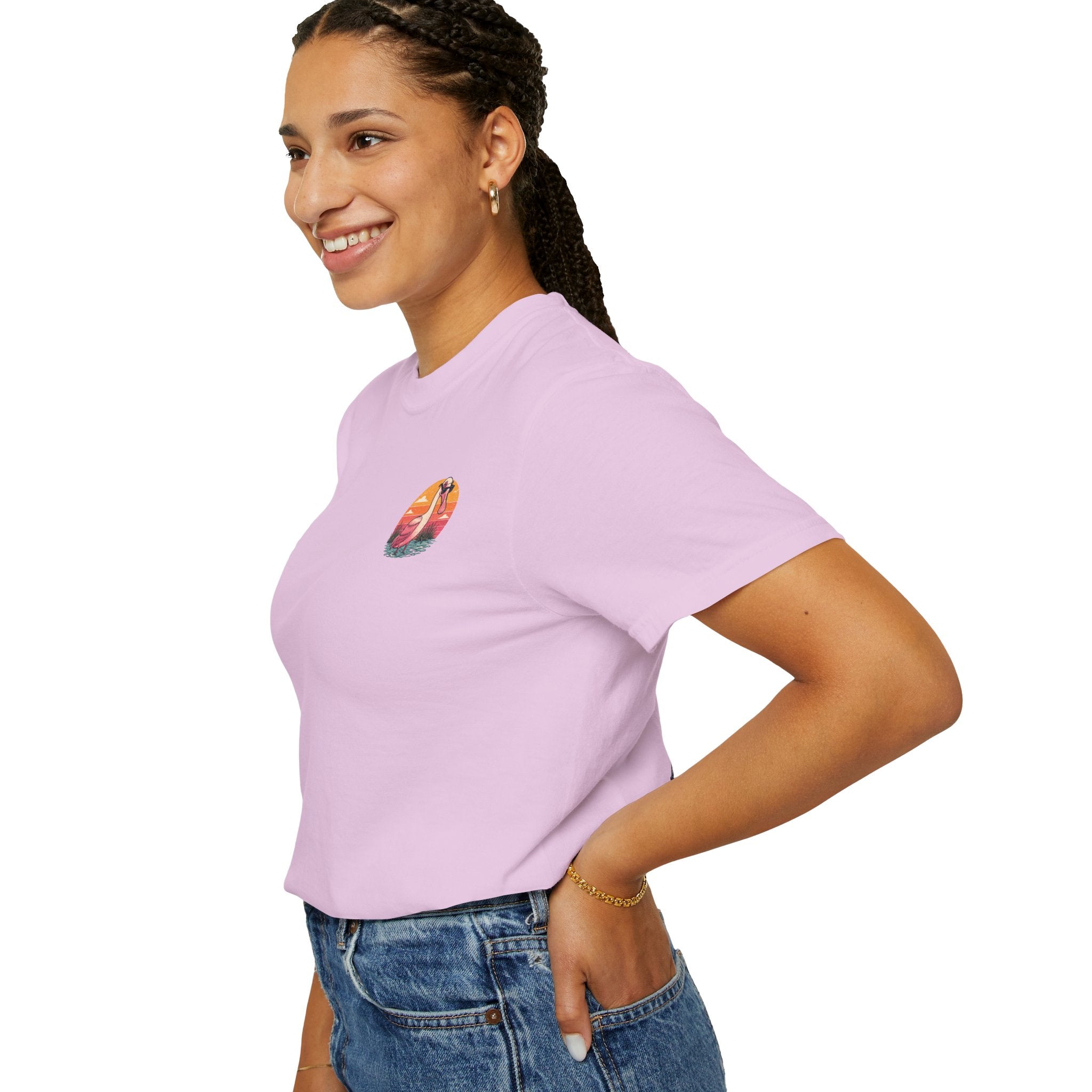 Powered by Shrimp & Bad Decisions — Roseate spoonbill "Shrimp and Bad Decisions" Graphic Tee
