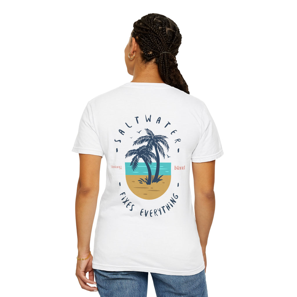 Beach Palm T-Shirt — "Saltwater Fixes Everything" Graphic Tee