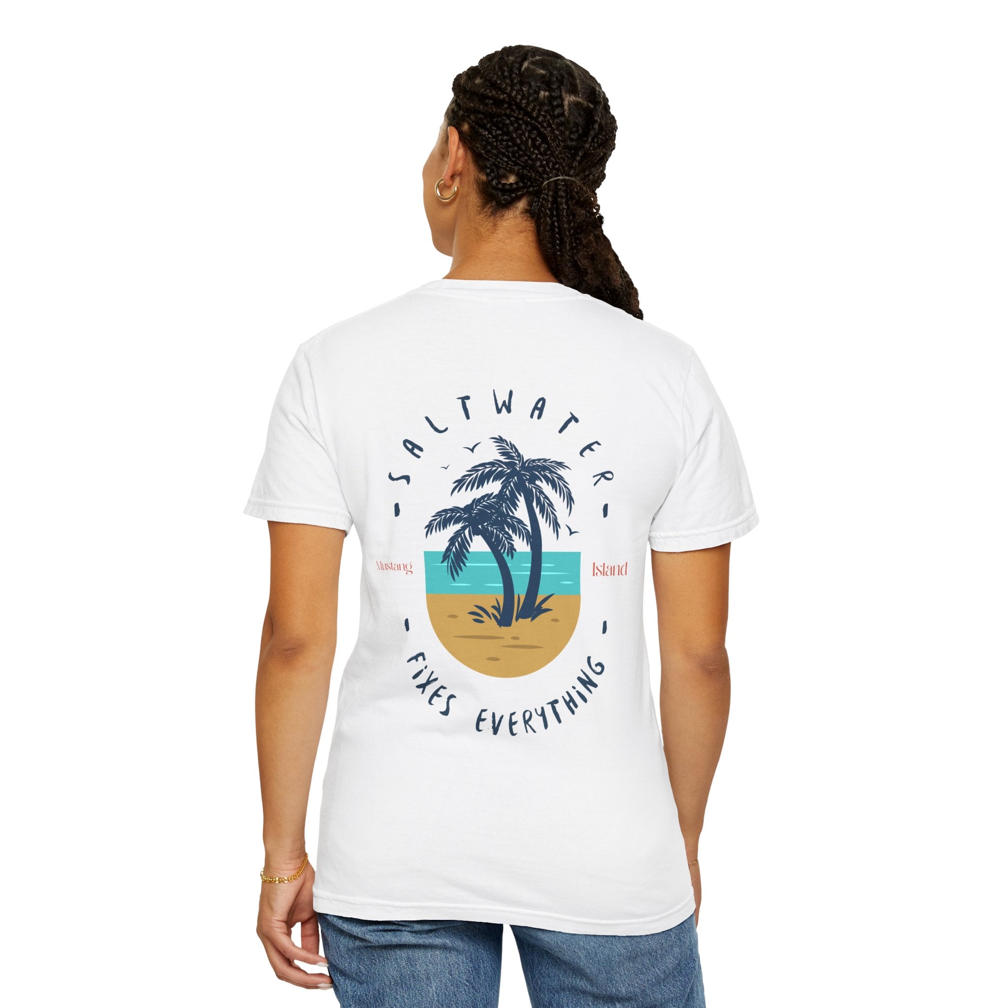 Beach Palm T-Shirt — "Saltwater Fixes Everything" Graphic Tee