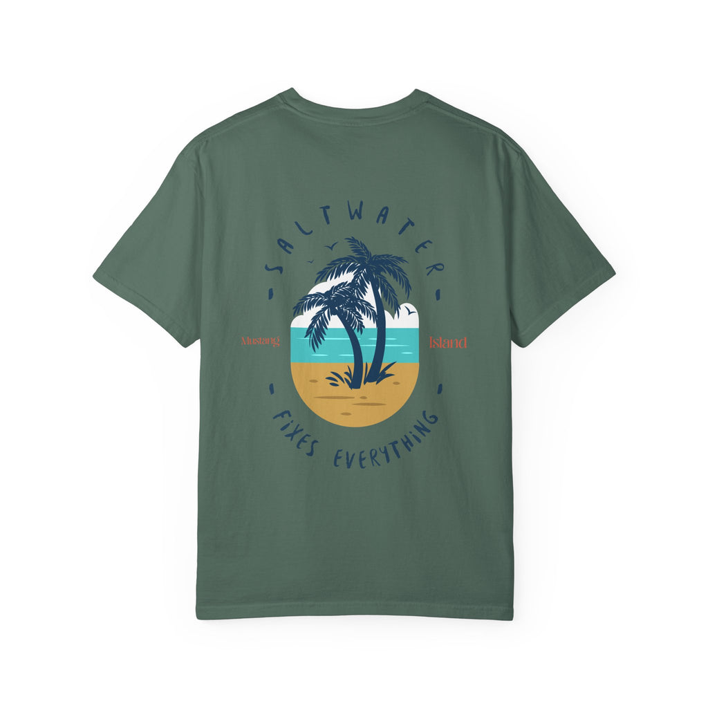 Beach Palm T-Shirt — "Saltwater Fixes Everything" Graphic Tee