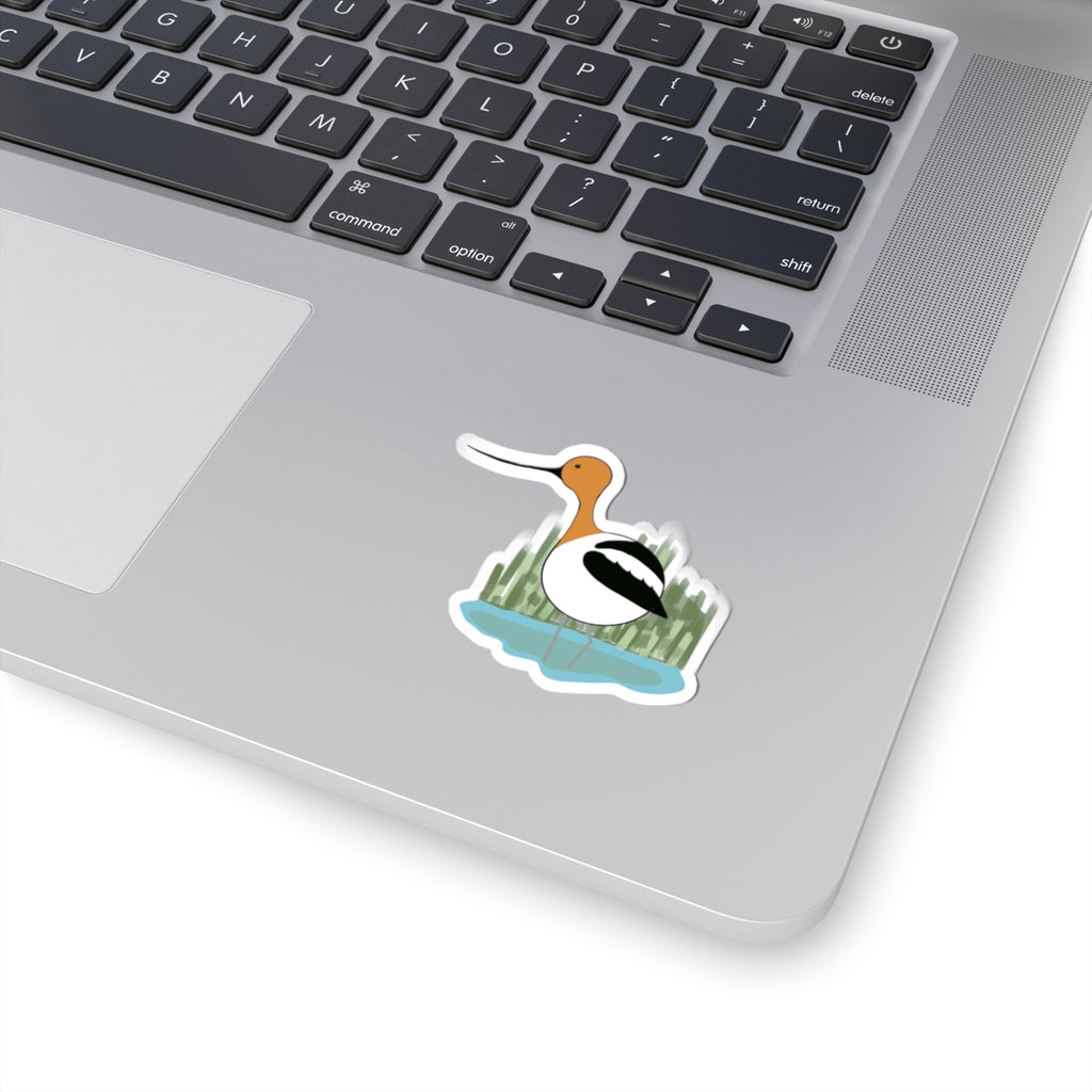 American Avocet Kiss-Cut Sticker — Waterfowl Bird Illustration Decal