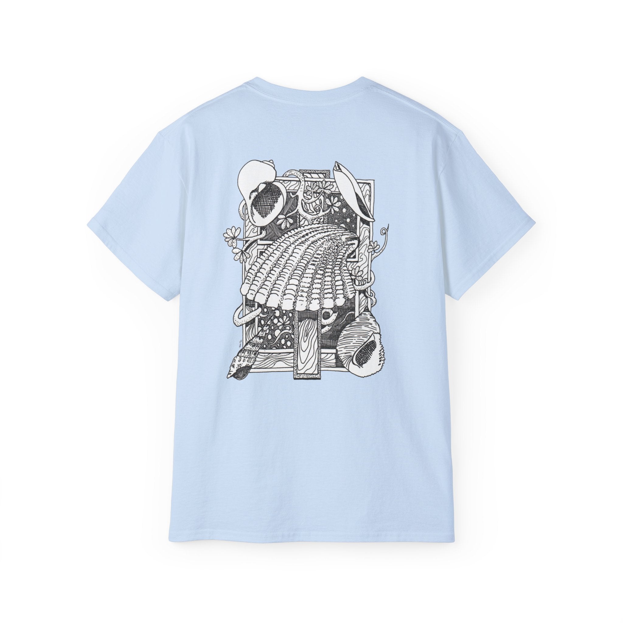 Texas Seashell Pen and Ink Graphic Tee — Retro Illustration T-Shirt
