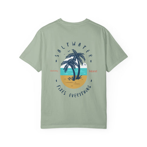 Beach Palm T-Shirt — "Saltwater Fixes Everything" Graphic Tee