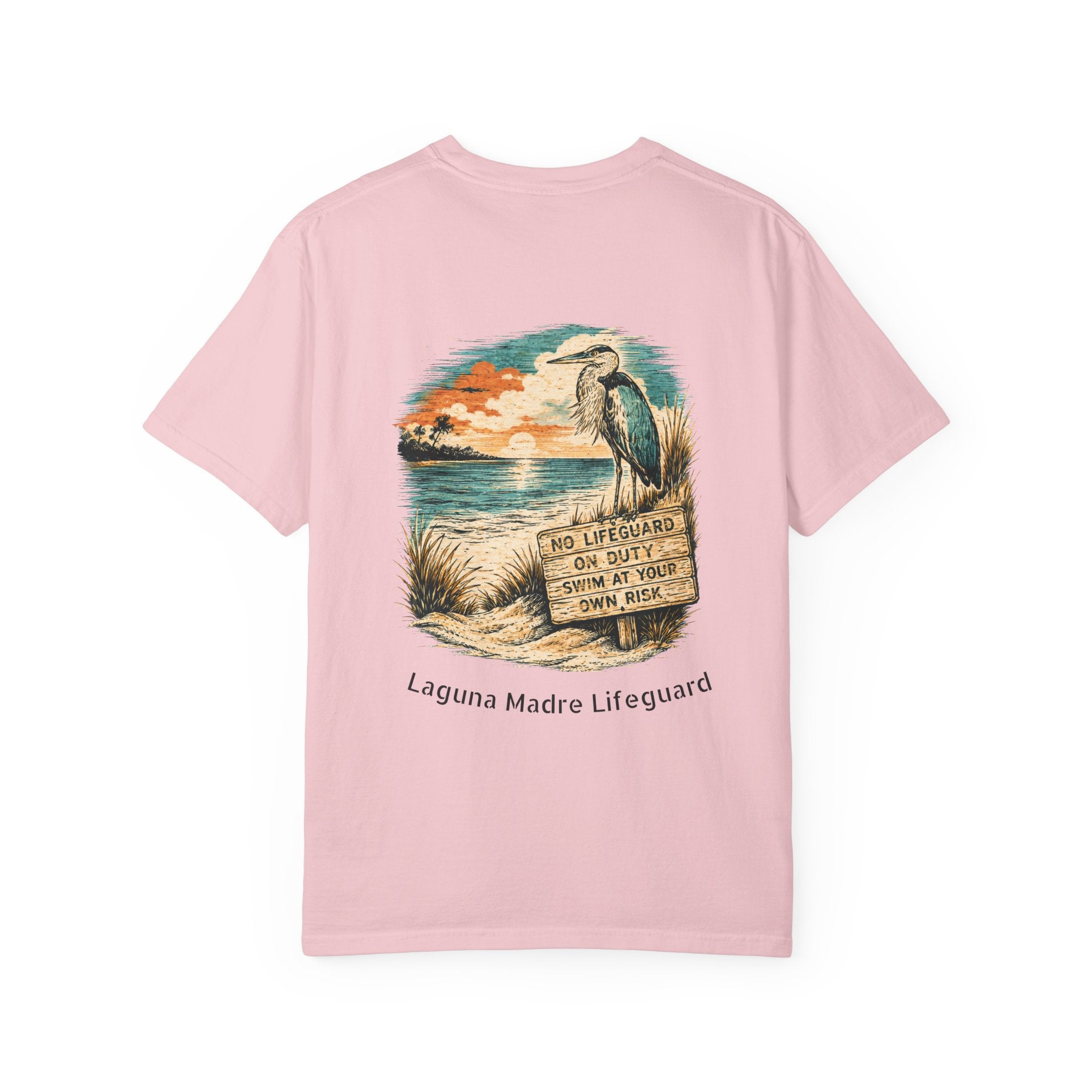 Laguna Madre Lifeguard Heron — 'No Lifeguard on Duty' Vintage Great Blue Heron Graphic